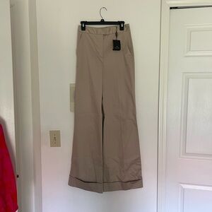 New Massimo Dutti Beige Wide-Leg Trousers